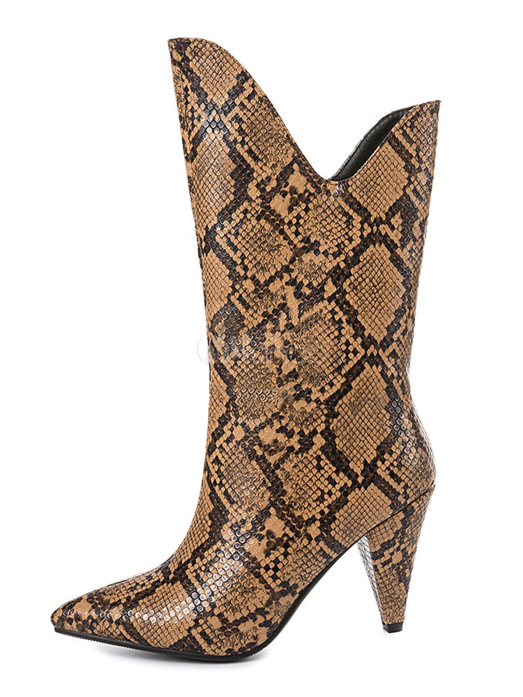 snake wide calf boots