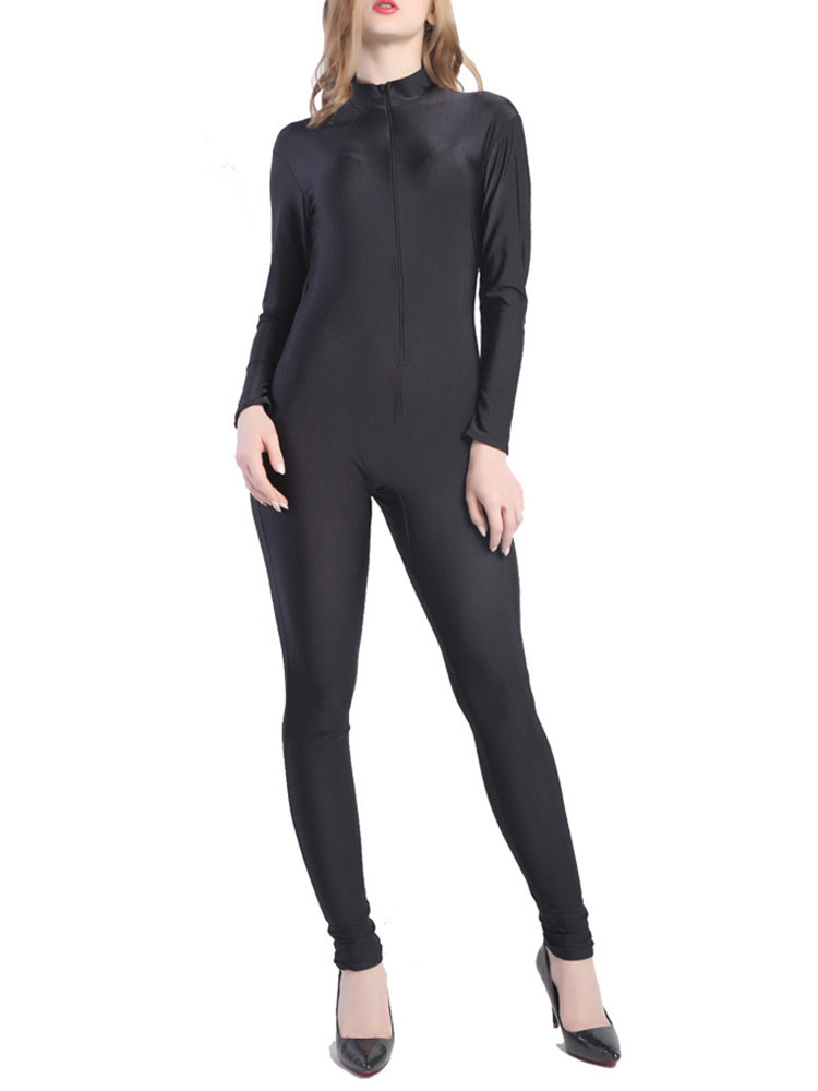 Costumes Costumes | Black Sexy Bodysuit Adults Lycra Spandex Catsuit for Women - AV58432