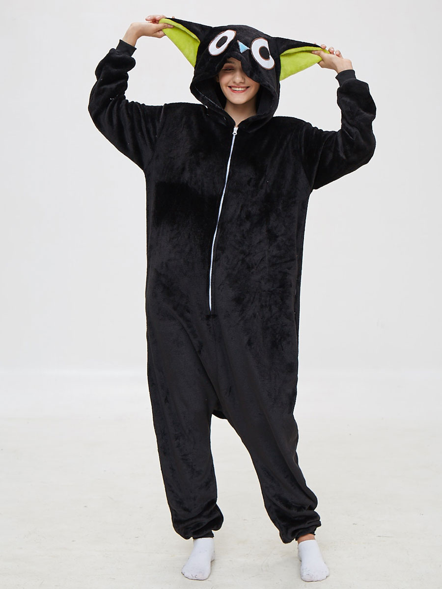 Gato Negro Kigurumi Pijamas Unisexo Adulto Cosplay Traje Disfraces Animal Ropa de Dormir Halloween y Navidad 