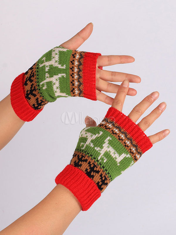 unisex Guanti a mezze dita idea regalo per Natale lavorati a maglia caldi senza dita yosemite 
