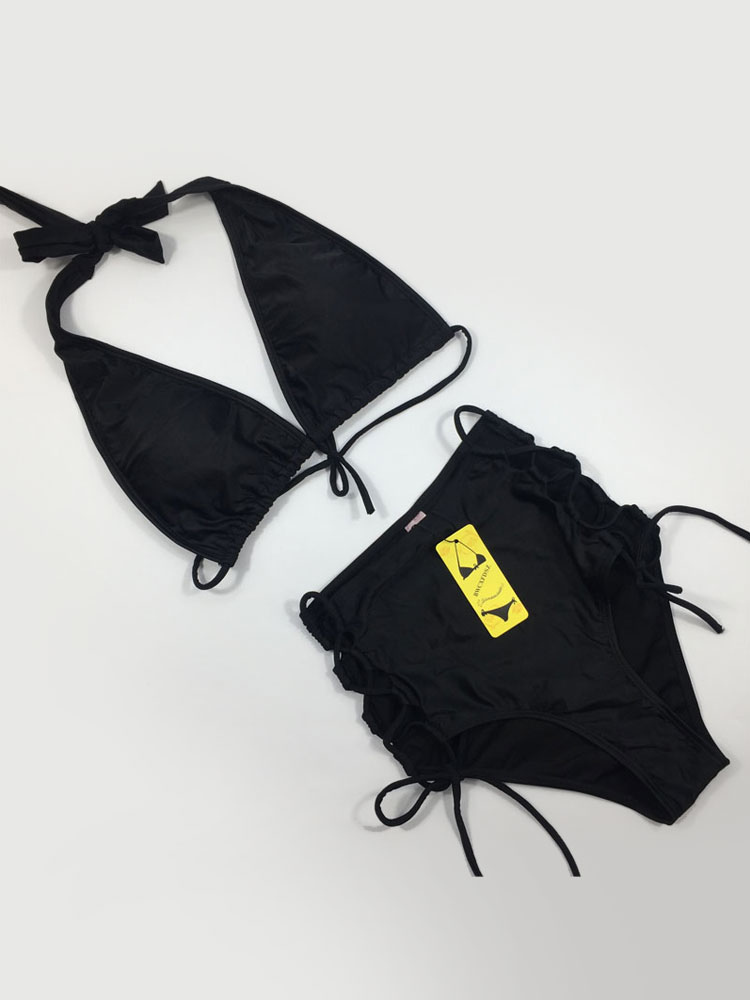 Mode Femme Maillot de Bain Femmes | Maillots de bain femme deux pièces noir taille haute convertible maillots de bain plage d'été - HL19711