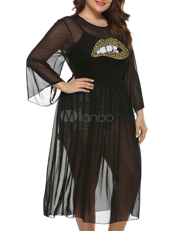 plus size sheer cover up dress