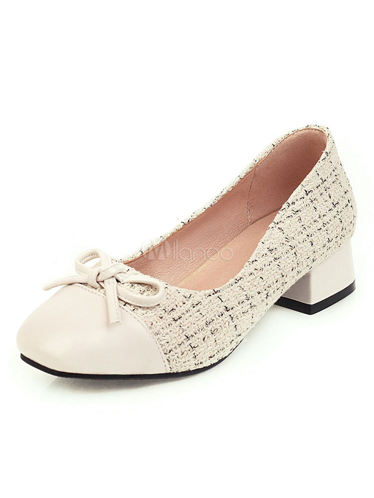 Escarpins Beige Talons Carrés - Pointure 35, Synthétique, Pour Occasions Spéciales