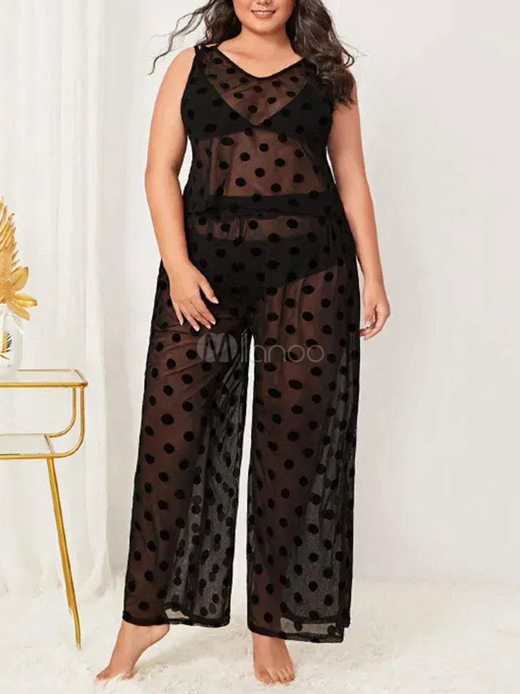 sheer polka dot dress plus size