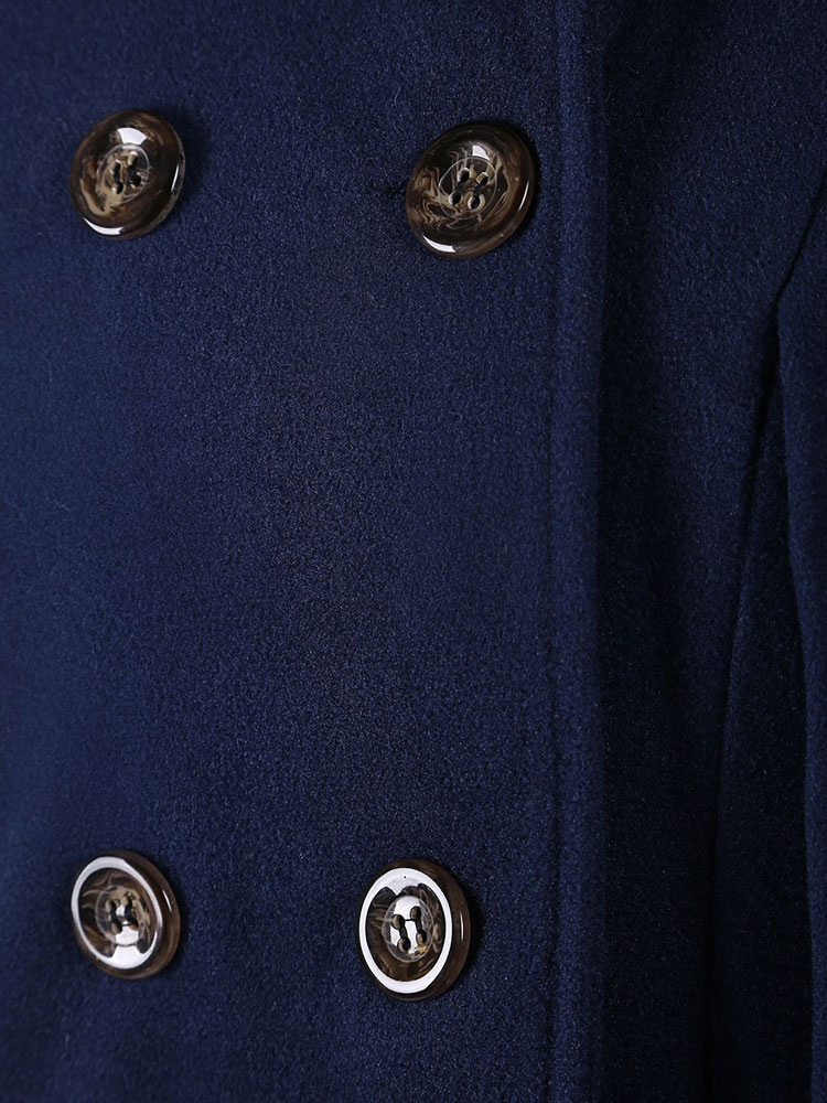Women's Clothing Outerwear | Hooded Cape Coat Double Breast Faux Fur Trim Woolen Coat Poncho Cloak For Women - BG32803