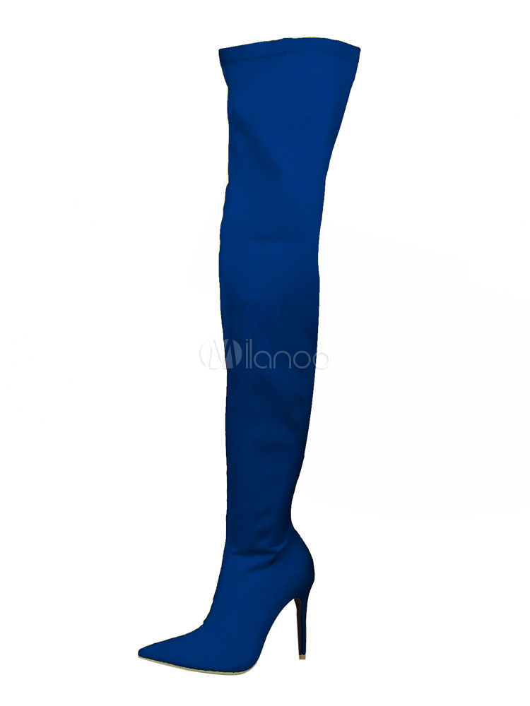 Overknees Damen Stoff Elastan Mit Stilettos Winter Schuhe Stiefel Iyb6fY7gv