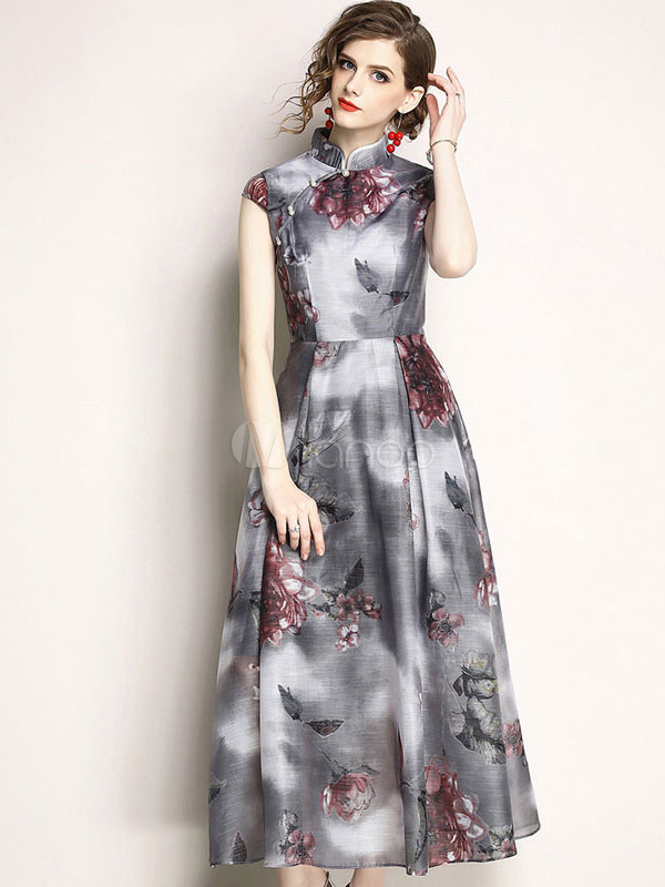 chinese style maxi dress