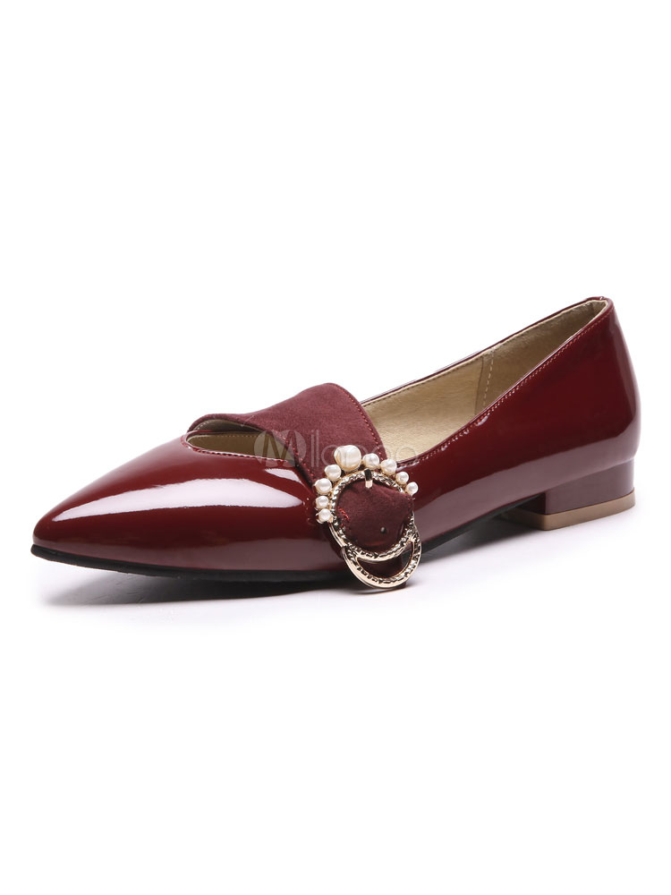 burgundy pointed toe flats