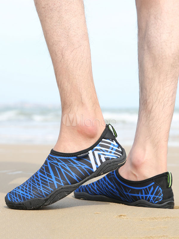 Blue Water Shoes Men Elastic Round Toe Quilted Printed Quick Drying