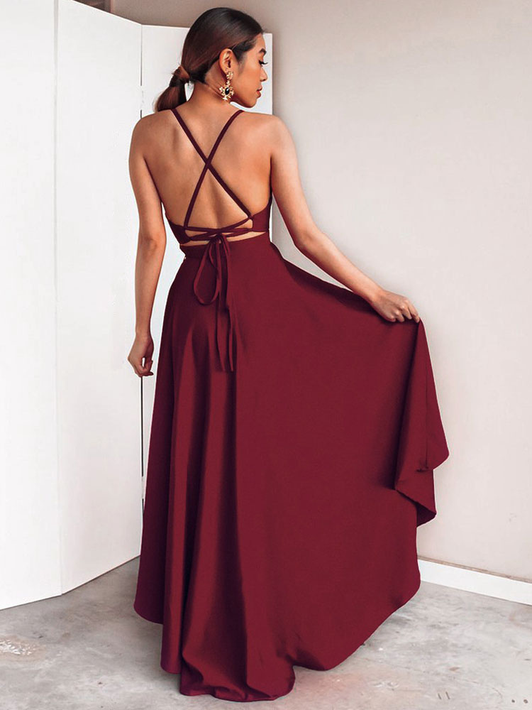 Vestido De Fiesta Largo En Cuello V Sin Mangas Vestidos De Tirante En Vestido De Fiesta Largo En Cuello V Sin Mangas Vestidos De Tirante En
