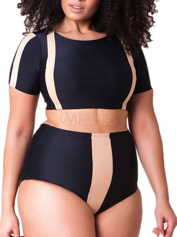 plus size bathing suits with short sleeves