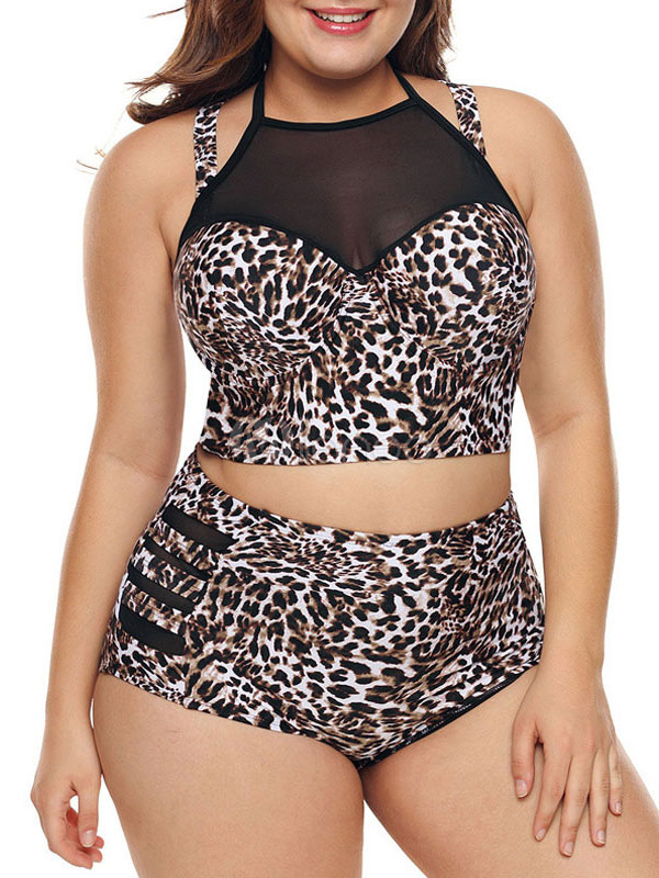 plus size leopard bathing suit