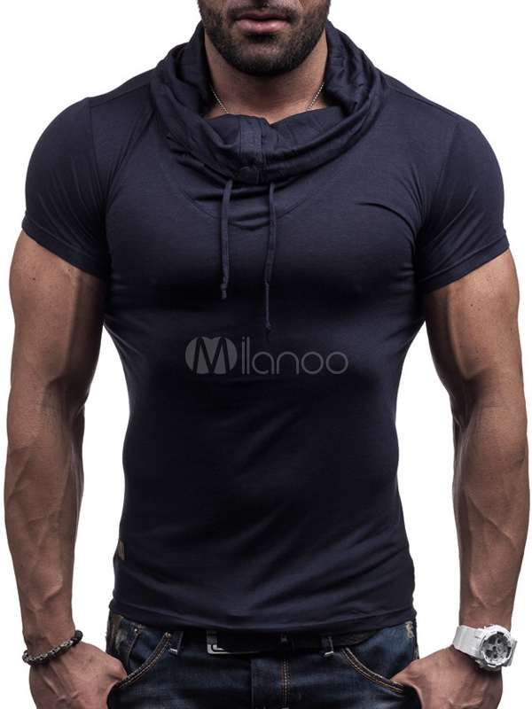 Navy Shaping Cotton Blend T-Shirt for Men - Milanoo.com