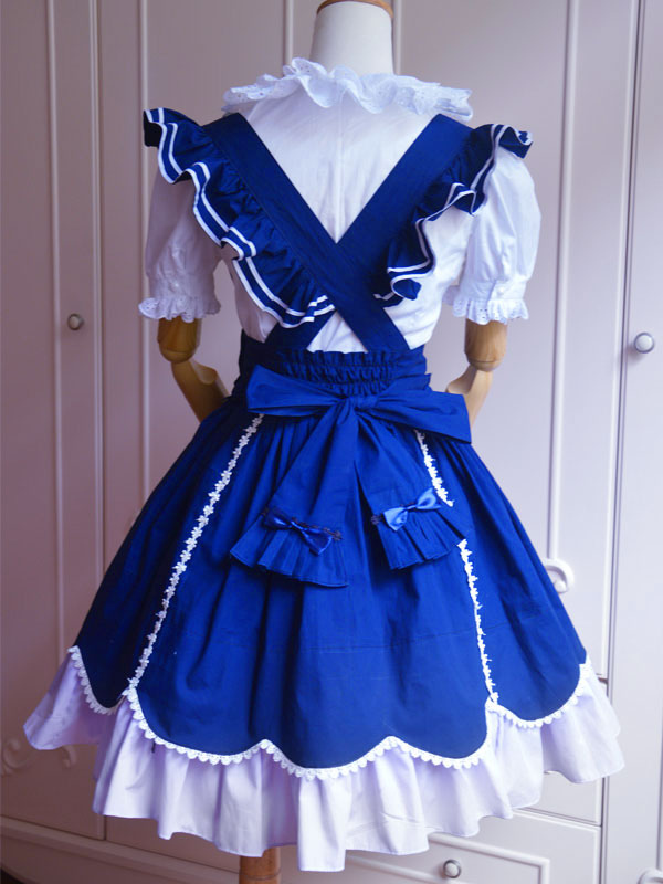Sweet Blue Cotton Short Sleeves Lolita Outfits - Milanoo.com