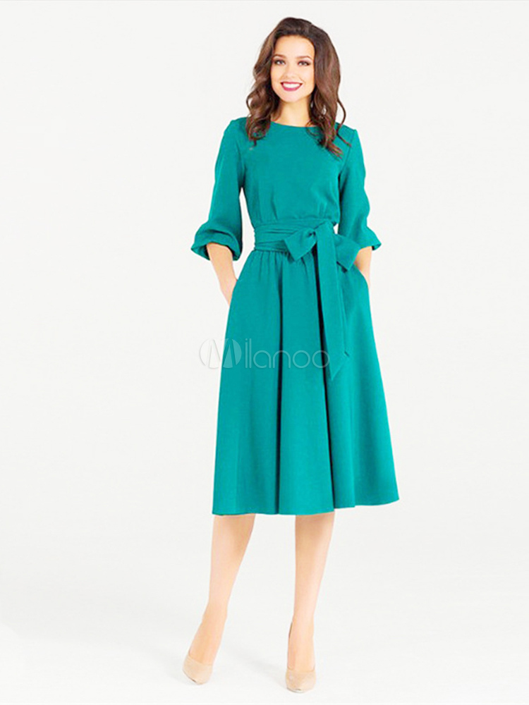 vestido midi meia manga