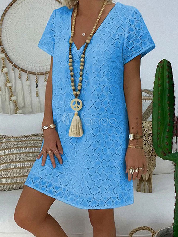 Robe d'Été 2021 Robe de Plage en Polyester Col V