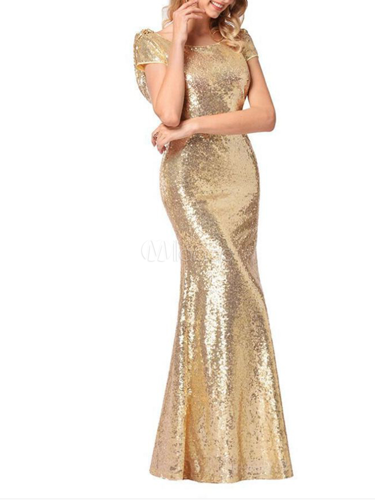 Gold Maxi Dress Sequin Evening Dress Sexy Backless Glitter Party Dress