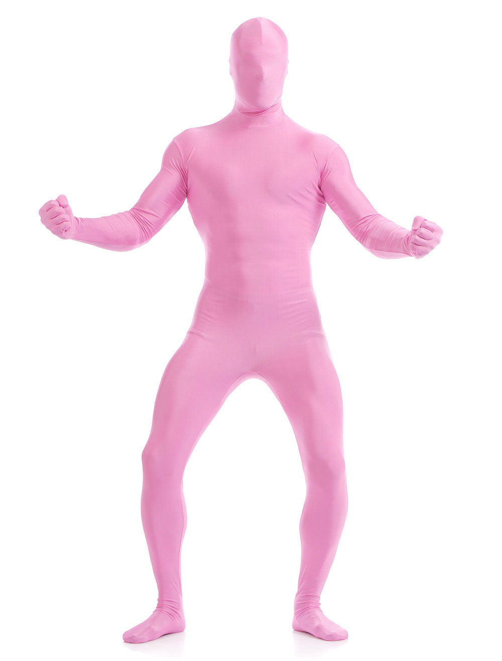 Розовый лайкра спандекс Зентаи костюм для мужчин Хэллоуин.