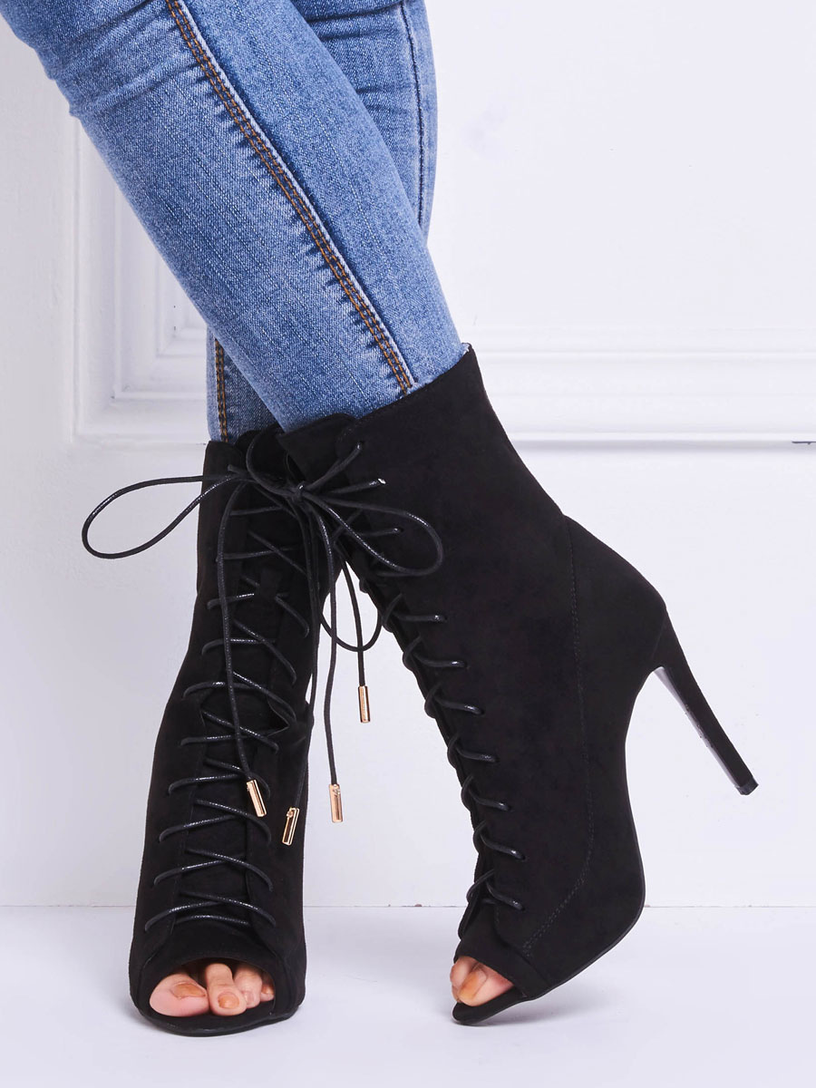 black lace up boots no heel