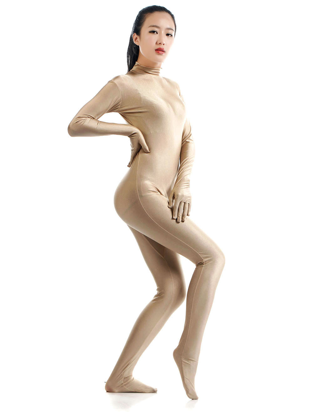 Nude Lycra Spandex Zentai terno para mulheres Halloween - Milanoo.com