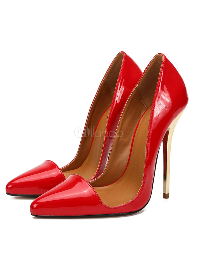 red pointed high heels