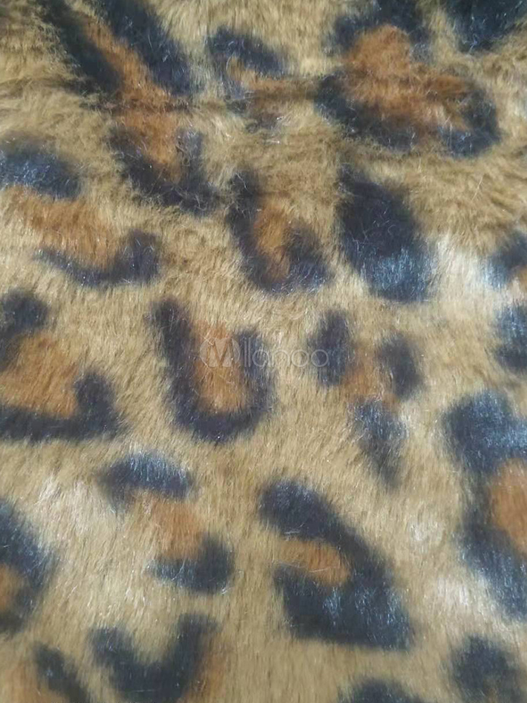 Faux Fur Coats Leopard Long Sleeves Leopard Print Oversized Winter Coat ...