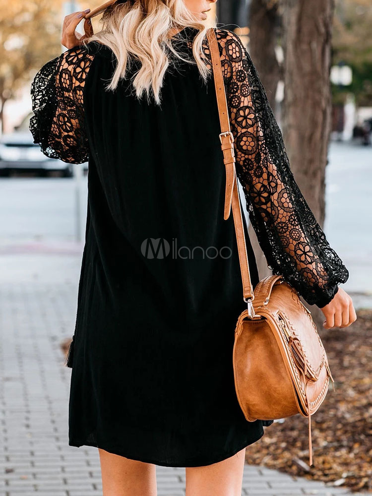 Robe Cocktail Dos Nu Onsoyours En Dentelle Plissée - Manches Courtes, Style élégant Soirée