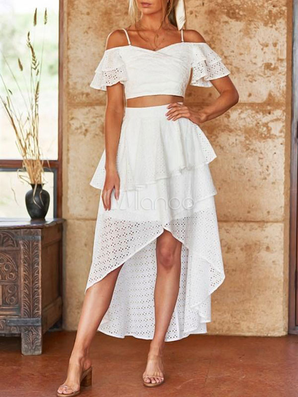 white two piece summer dress