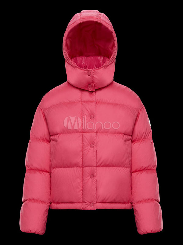 White Puffer Coat Buttoned Bubble Coat Warm Qualified Winter Coat For Women