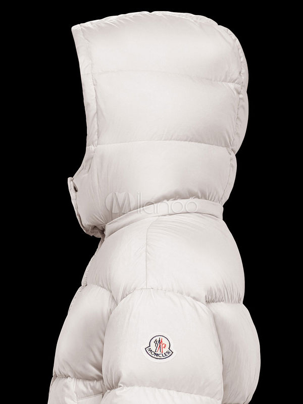 White Puffer Coat Buttoned Bubble Coat Warm Qualified Winter Coat For Women