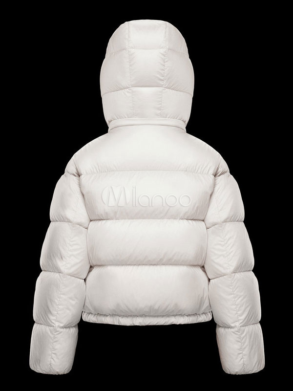 White Puffer Coat Buttoned Bubble Coat Warm Qualified Winter Coat For