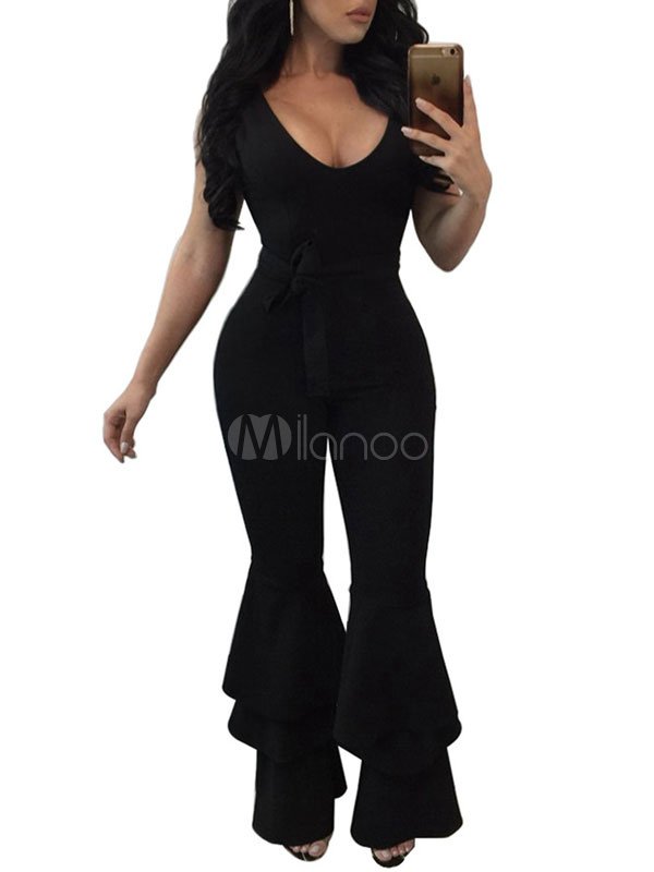one piece flared jumpsuit
