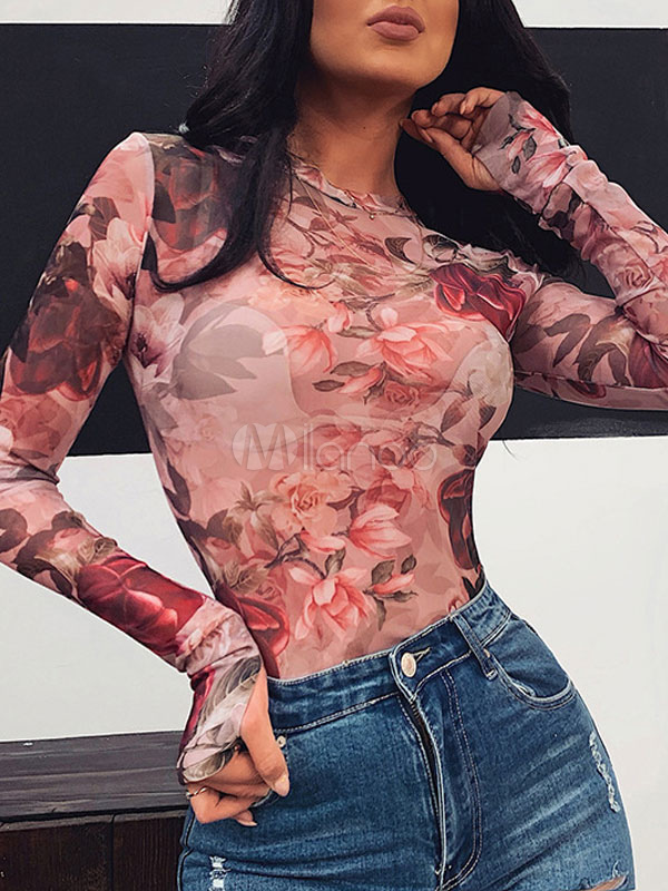 sheer floral bodysuit