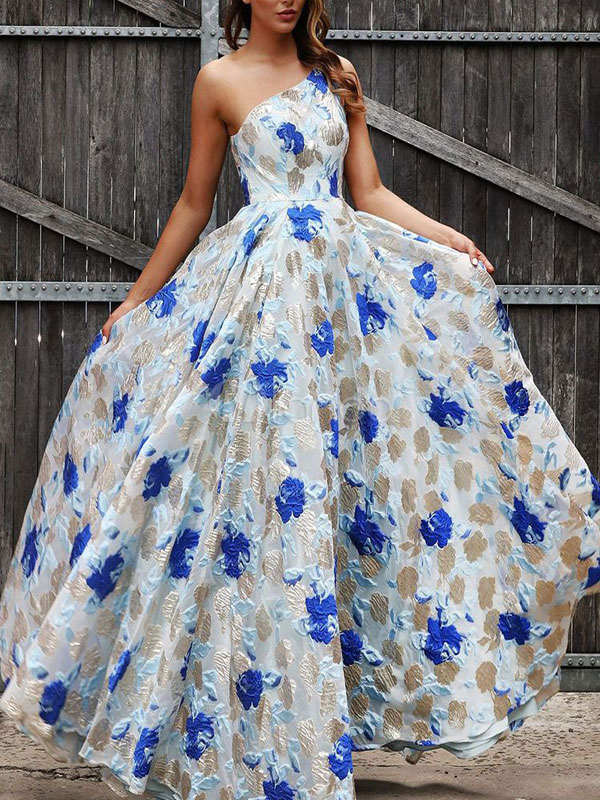 poultry Achieve inch Maxi Dress Sleeveless Blue Floral Print Bateau Neck Lace Chiffon Floor  Length Dress - Milanoo.com