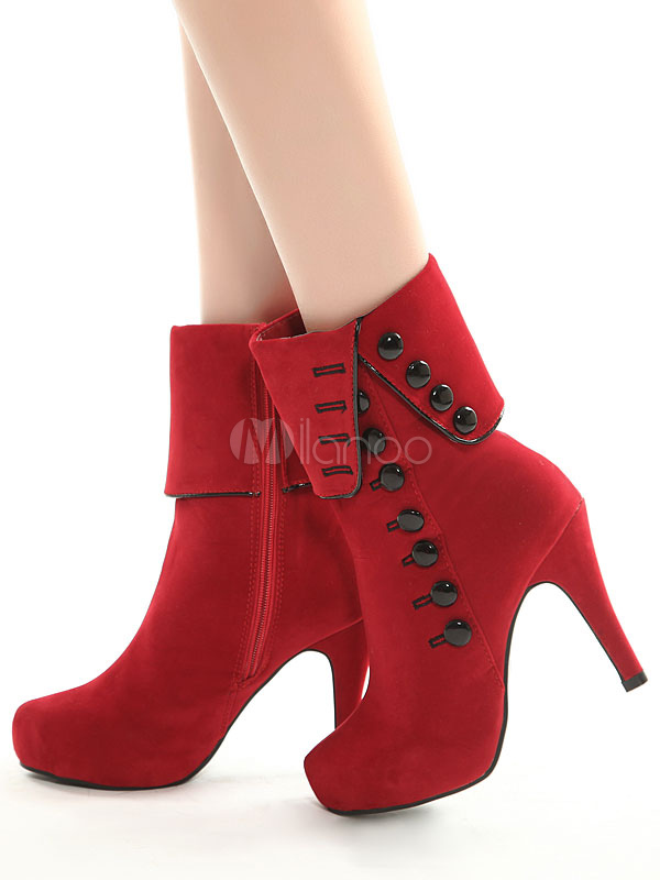 high heel suede ankle boots