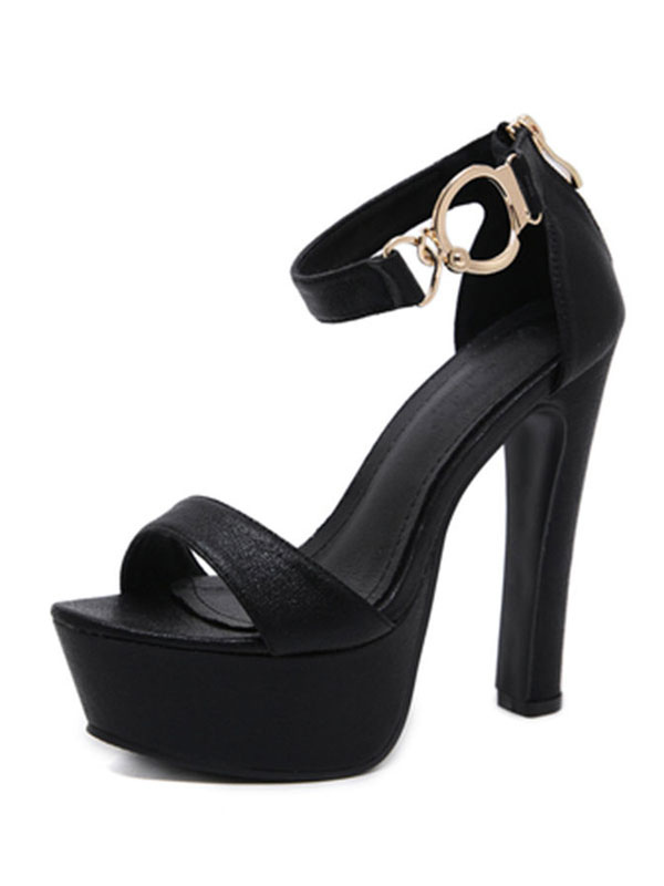 Zapatos de Mujer | Sandalias en plataforma para mujer Correa de tobillo de tacón grueso Zapatos de fiesta con punta abierta - SQ86159