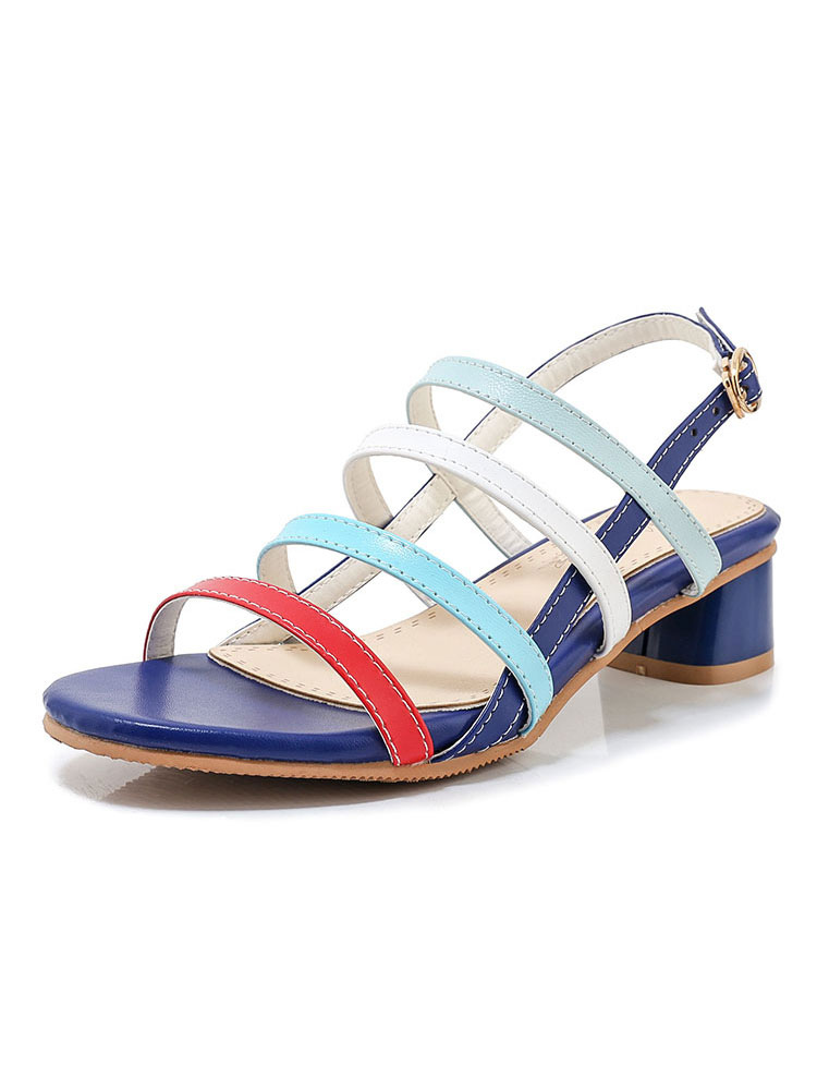 multicolor block heel sandals