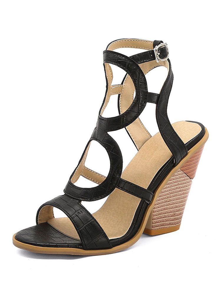 Femmes Anne Michelle Coupe Large Ouvert Boucle Bout Mi Talon Sandales Soirée