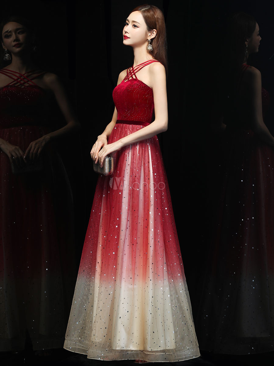 Burgundy Prom Dress Korean Velvet Designed Neckline A Line Sleeveless