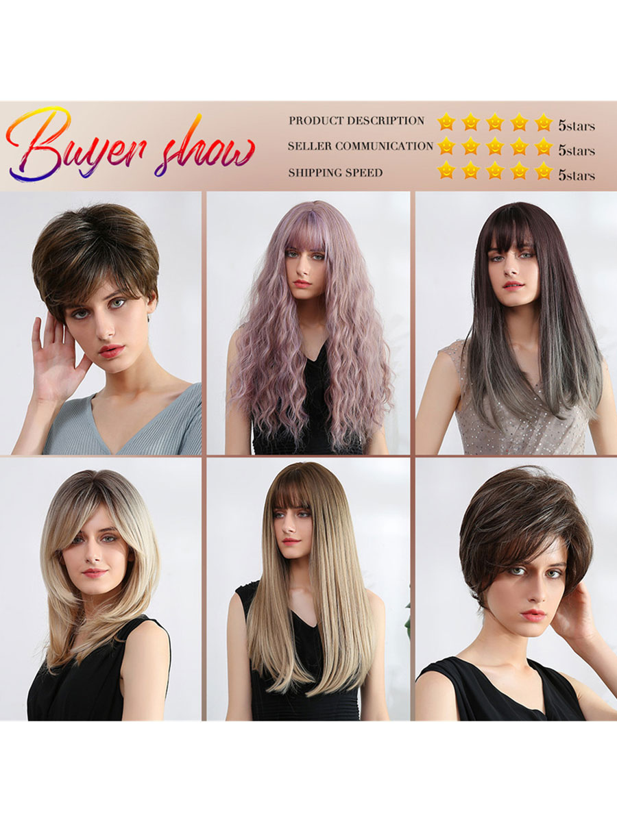 Women's Clothing Accessories | Medium Wigs Synthetic Wigs Turquoise Pixies Boycuts Rayon Short Medium Wig For Women - EK59605