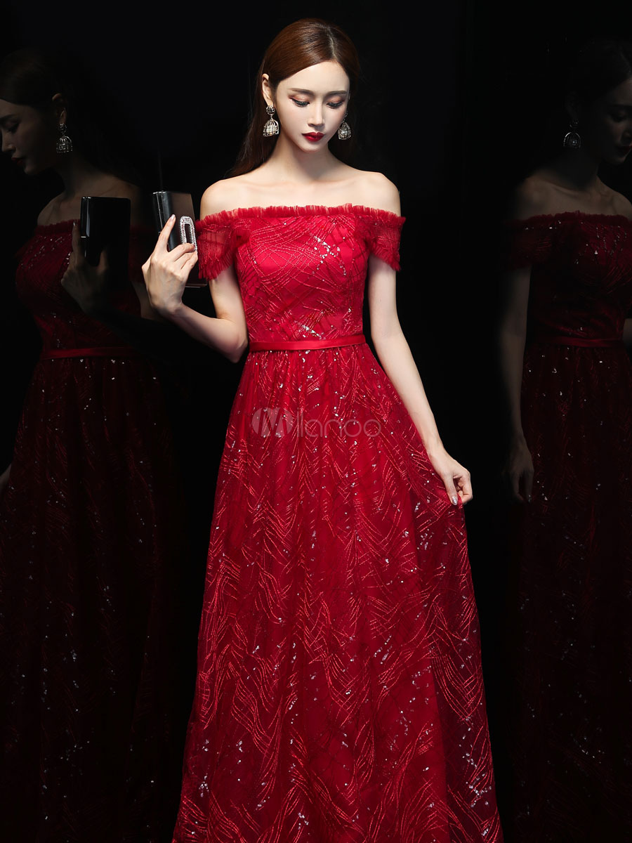 HPPEE Robe De Bal Longue à Épaules Dénudées - Tulle Pailleté - Robe De Soirée Formelle - Personnalisation Taille/Couleur