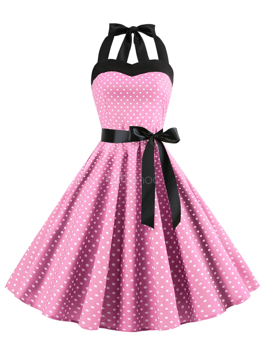 Robe r?�tro robe vintage 1950�?? Robe femme dos nu sans manches Rockabilly - Milanoo.com
