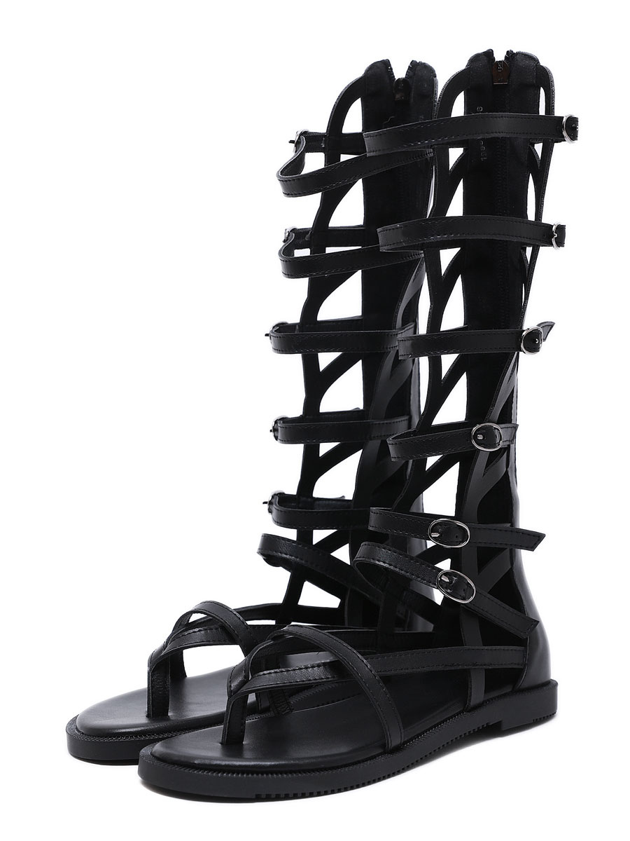 black gladiator boots