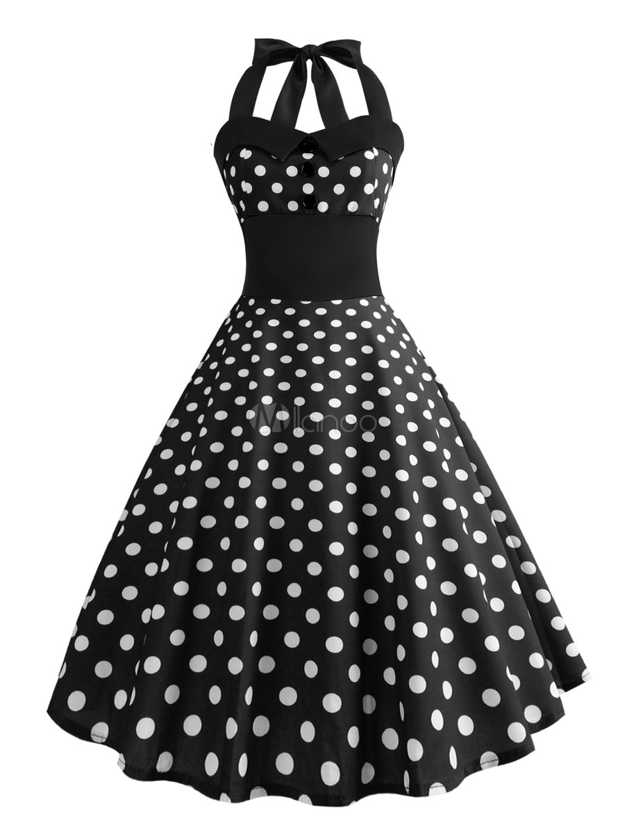 Polka Dot Vintage Dress 1950s Pin Up Rockabilly Dress 