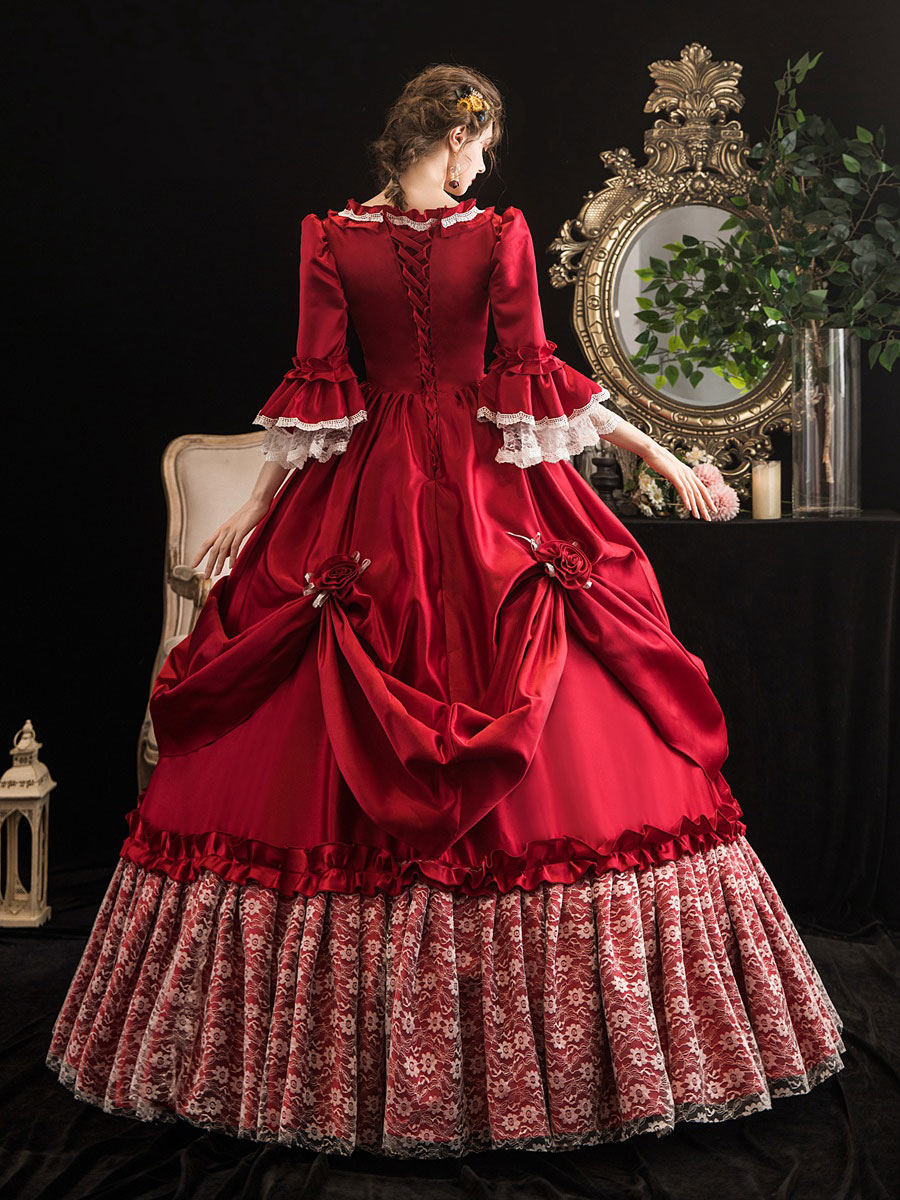 赤いビクトリア朝のレトロな衣装マリーアントワネットコスチュームドレスヴィンテージ服 Milanoo Jp