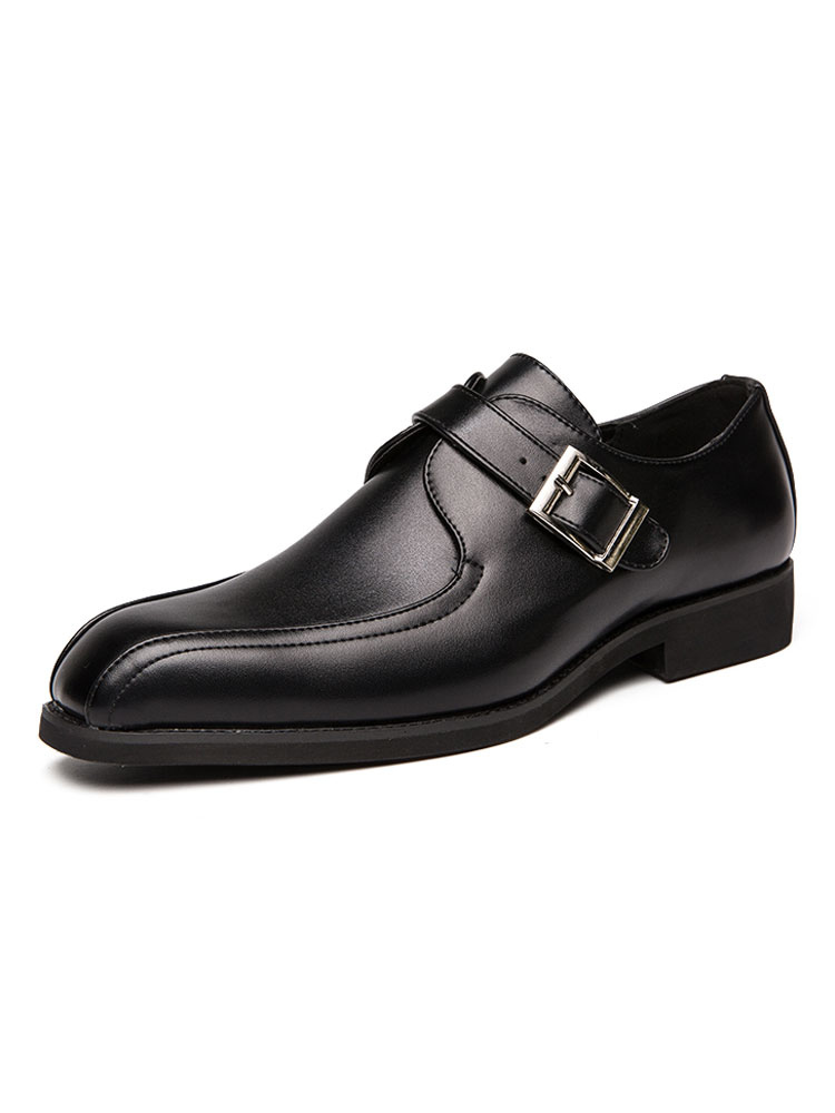 Zapatos de hombre | Zapatos de vestir para hombre Zapatos de hebilla de cuero sin cordones con punta cuadrada con estilo - FQ89735
