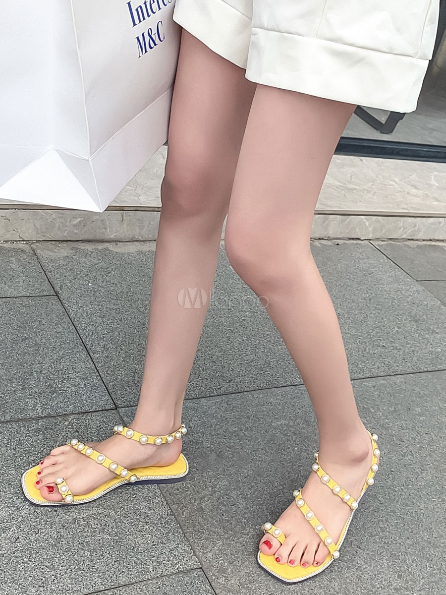 white open toe flat sandals