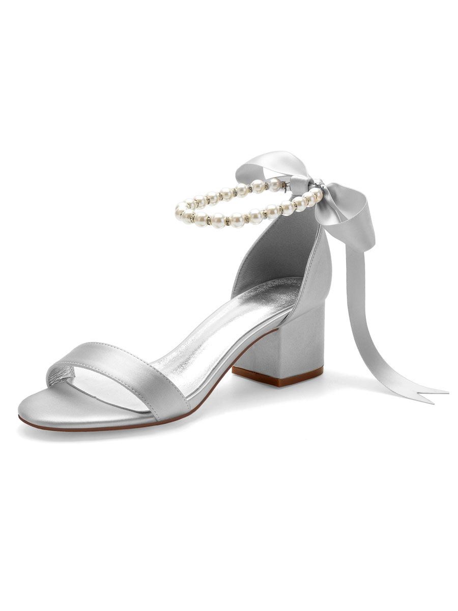 Women's Tie Up Bridal Shoes Block Heel Ankle Strap Sandals - Milanoo.com