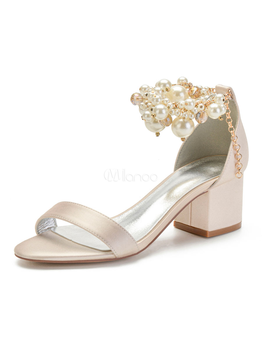 champagne satin bridal shoes