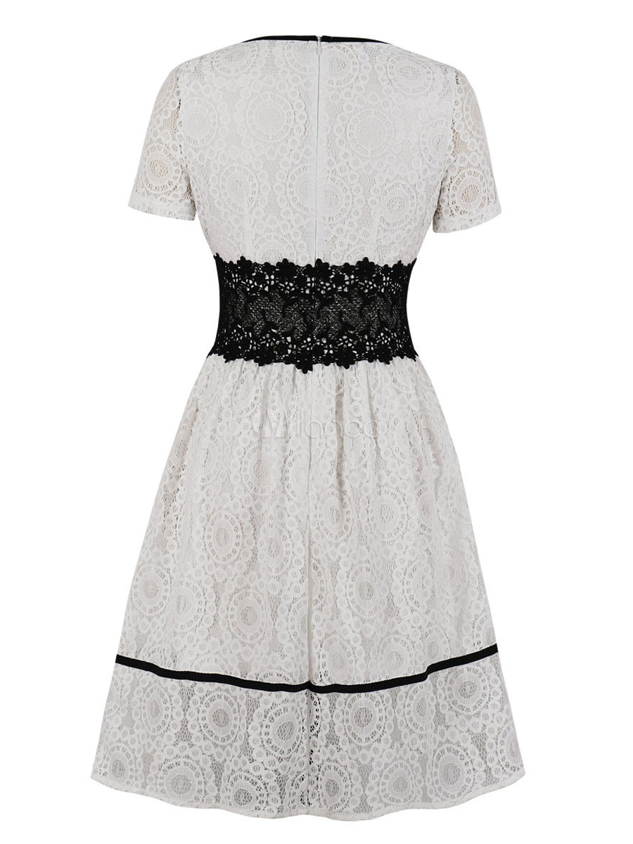 white swing dress with sleeves